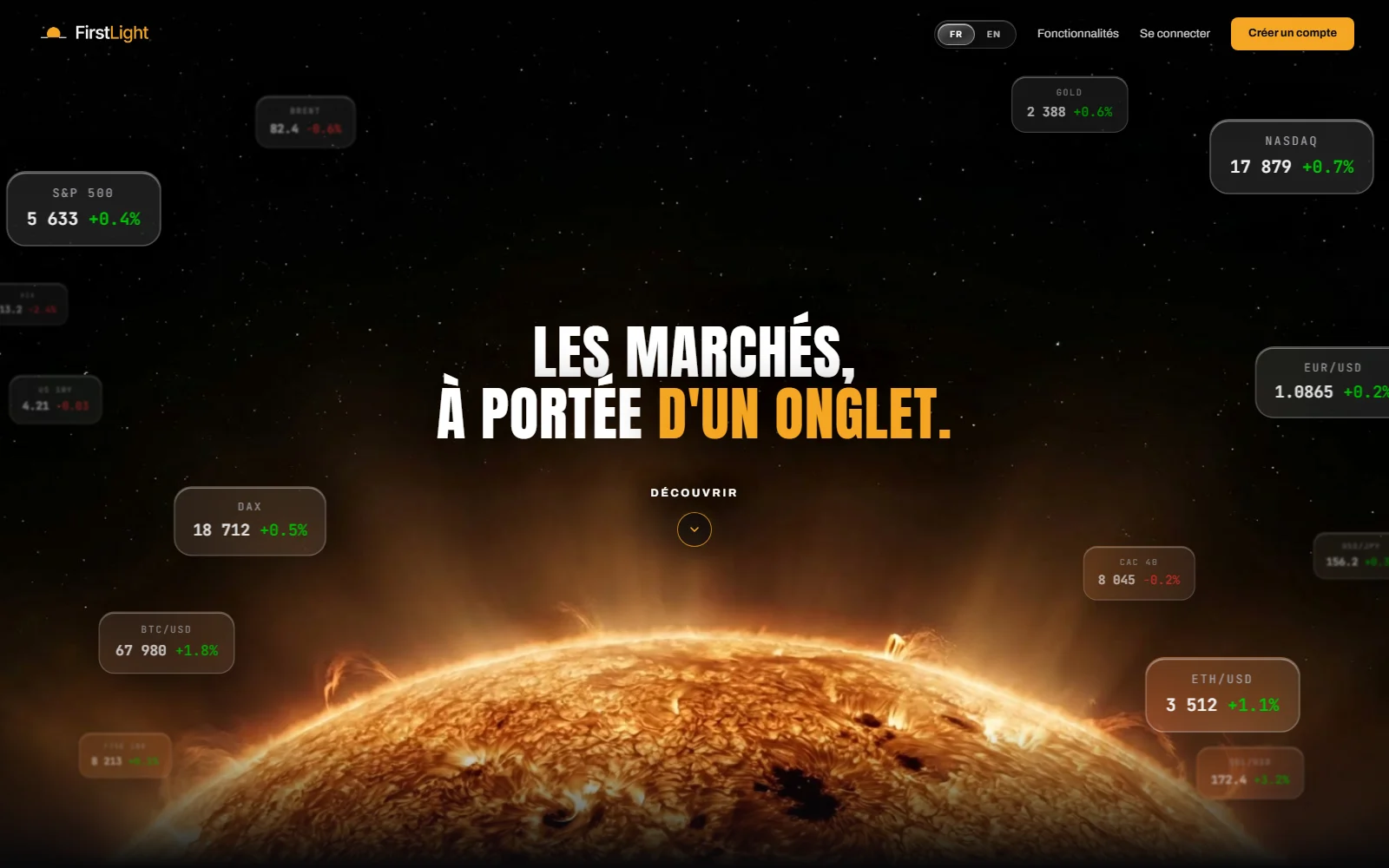 Le site FirstLight tel qu'il s'affiche en ligne.